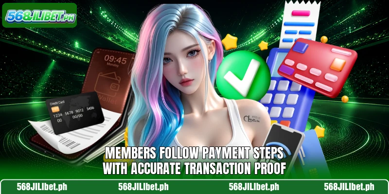 Members follow payment steps with accurate transaction proof