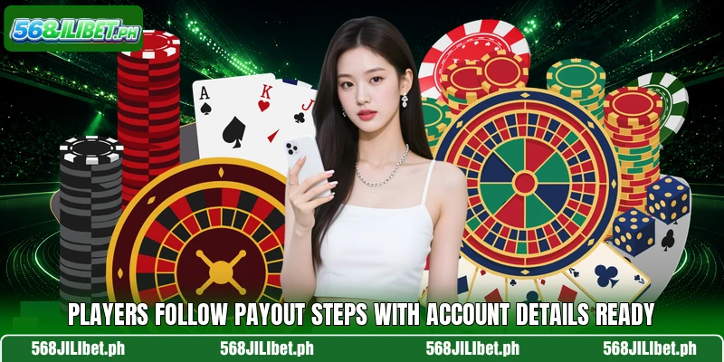 Players follow payout steps with account details ready
