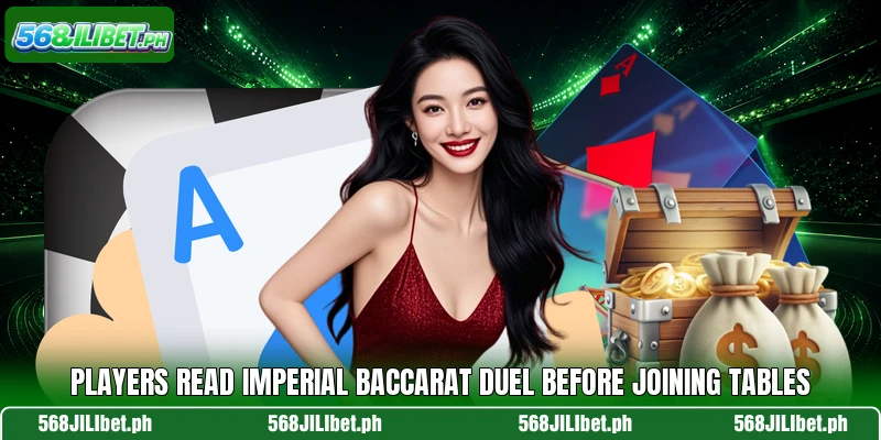 Players read Imperial Baccarat Duel before joining tables
