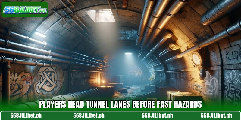 Players read tunnel lanes before fast hazards
