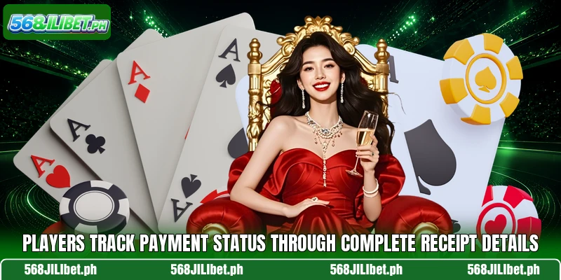 Players track payment status through complete receipt details